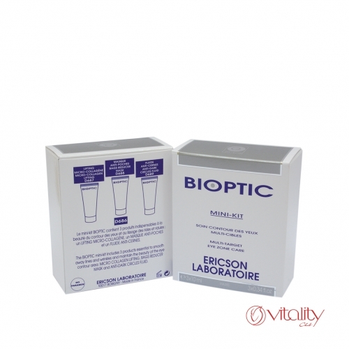Bioptic мини комплект (лифтинг гел микроколаген + маска за отстраняване на торбички + флуид тъмни кръгове)